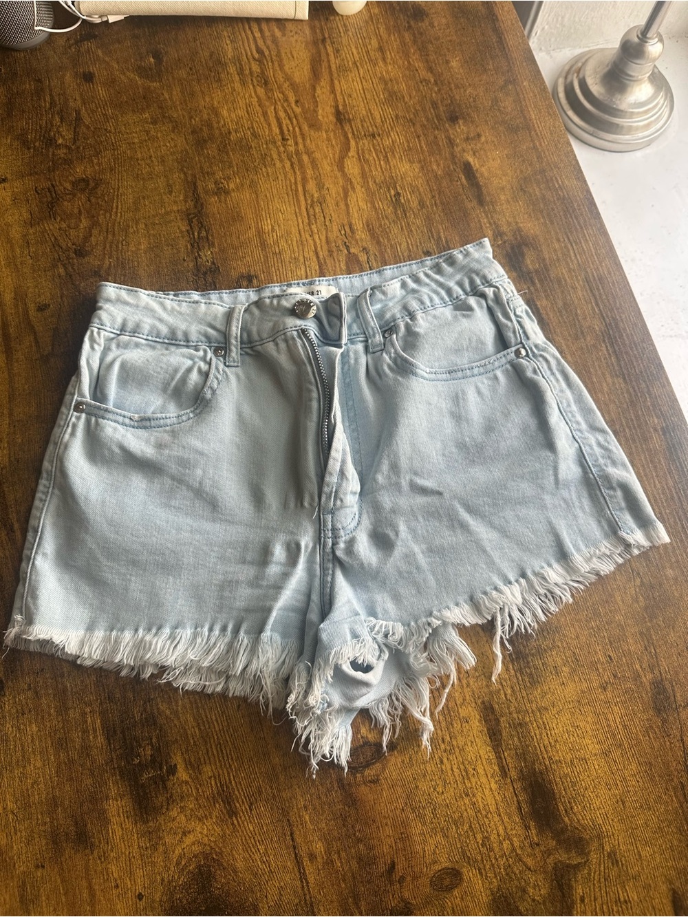 Forever 21 Light Blue Distressed Denim Shorts